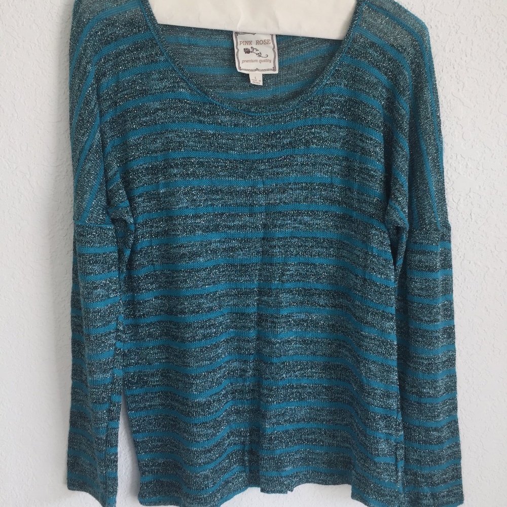 Pink Rose blue long sleeve top